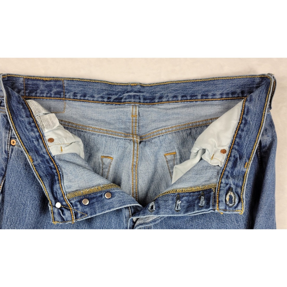 Levi's 501 Straight Leg Jeans Mens W36 L34 Blue Classic‎ Denim Pants - Picture 6 of 10